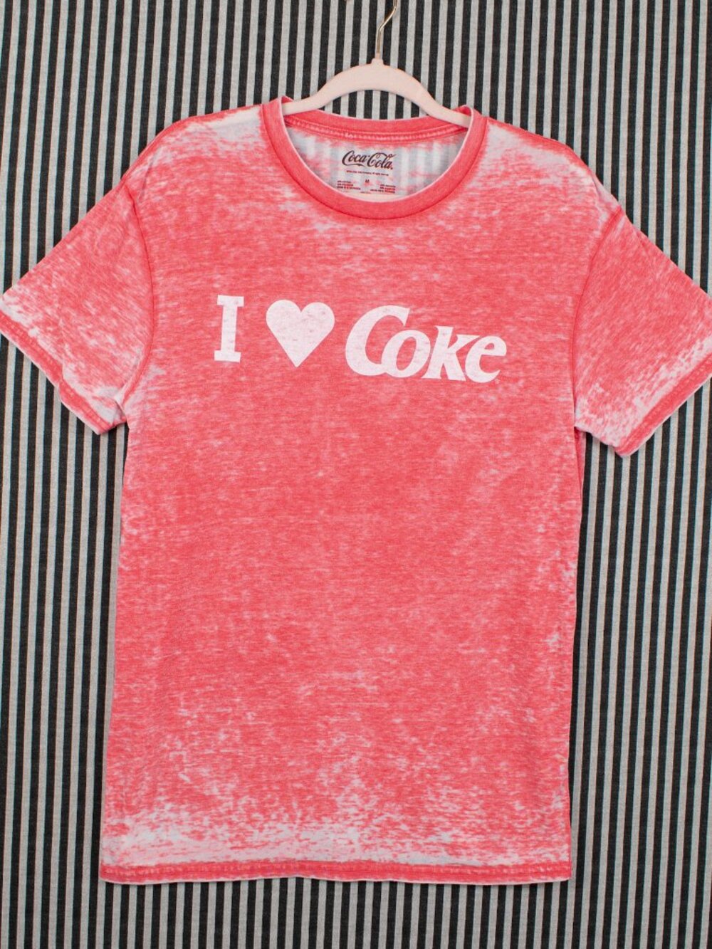 i heart coke burnout graphic tee coca cola pink red retro tshirt size M - Picture 4 of 6
